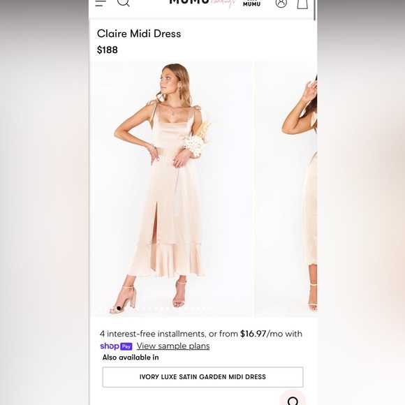 Show Me Your Mumu Satin Luxe Champagne Claire Midi Dress- worn once! - Picture 1 of 4